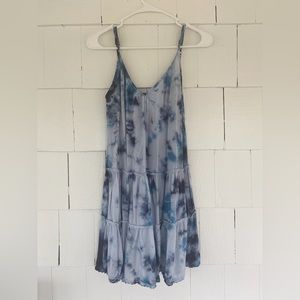 Blue tie dye mini dress